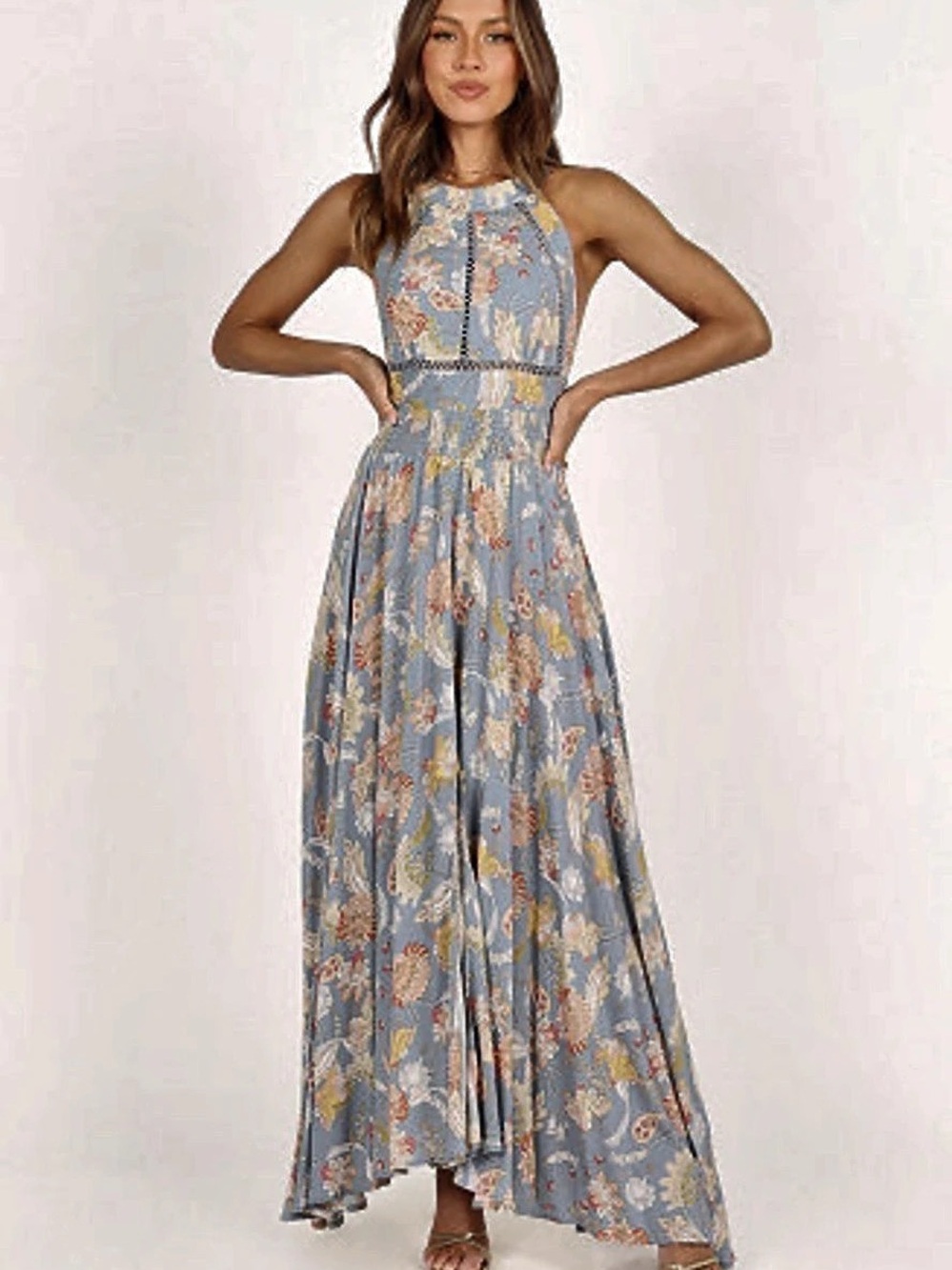 Petal & Pup Floral Maxi Dress in Blue Size US 4 Like New